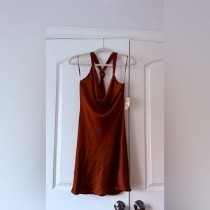 Altard State Womens Rust Satin Mini Dress
